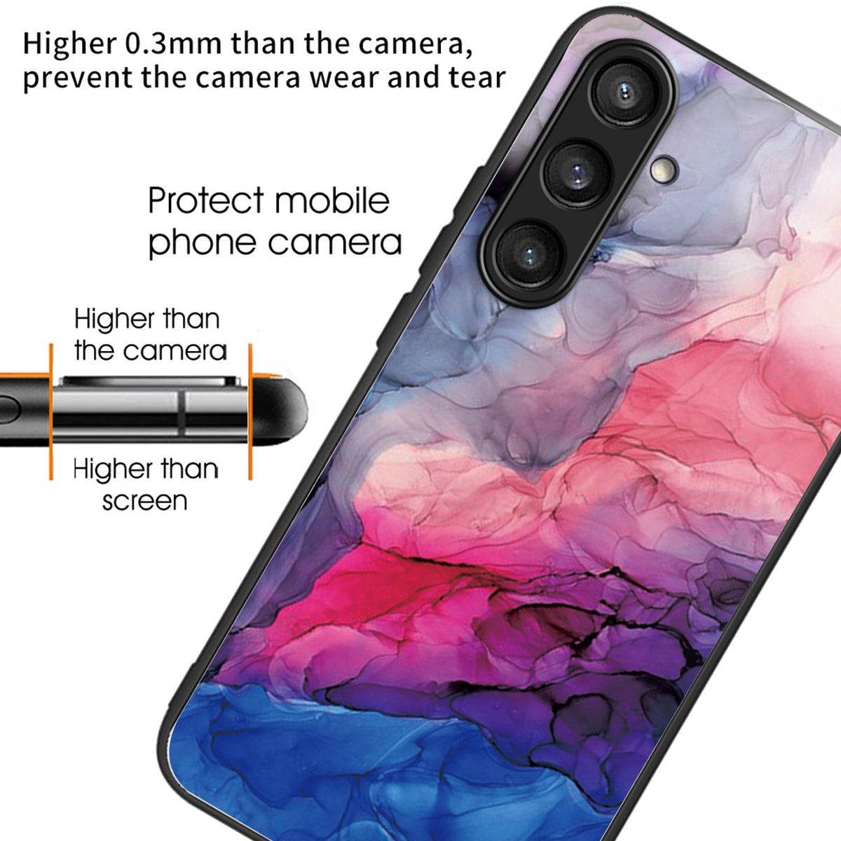 For Samsung Galaxy S24 Ultra Tempered Glass Back Cover PC+TPU Marble Pattern Phone Case - Style D