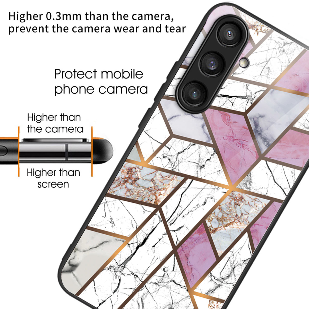 For Samsung Galaxy S24 Ultra Tempered Glass Back Cover PC+TPU Marble Pattern Phone Case - Style M