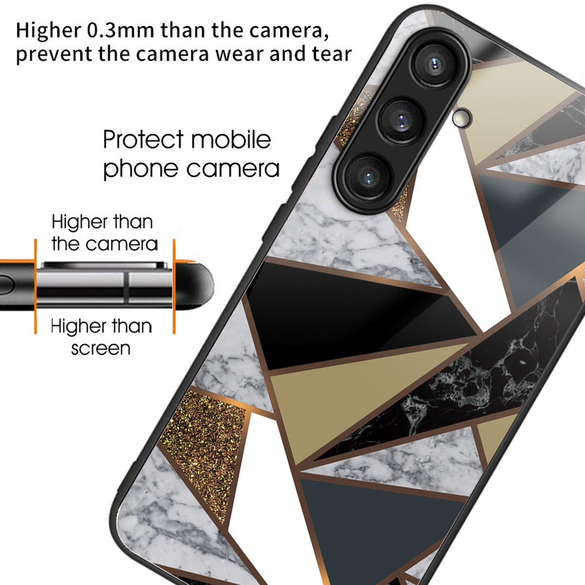 For Samsung Galaxy S24 Ultra Tempered Glass Back Cover PC+TPU Marble Pattern Phone Case - Style P