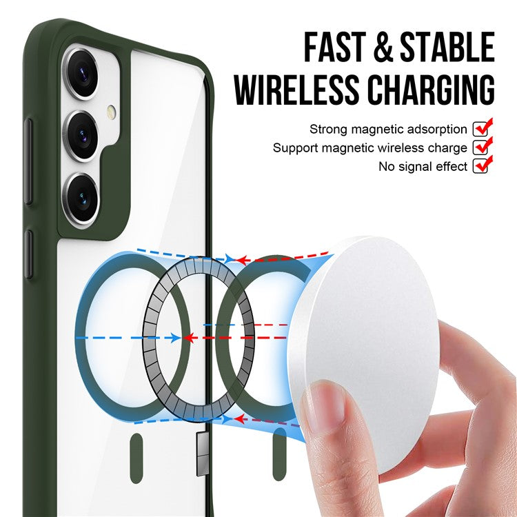 Combat X Mode Magnetic Series for Samsung Galaxy S24+ Case Compatible with Magsafe TPU+PC Protective Protector - Army Green