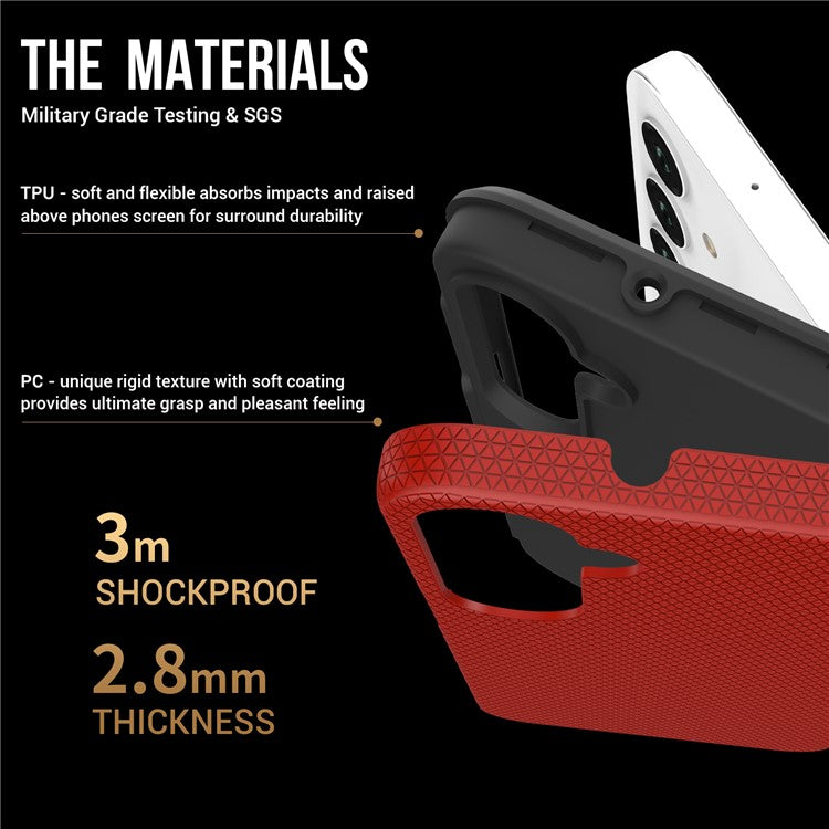 For Samsung Galaxy A25 5G (Global) (161.0 x 76.5 x 8.3mm) Cell Phone Case Reinforced Corners Drop-proof Cover - Red