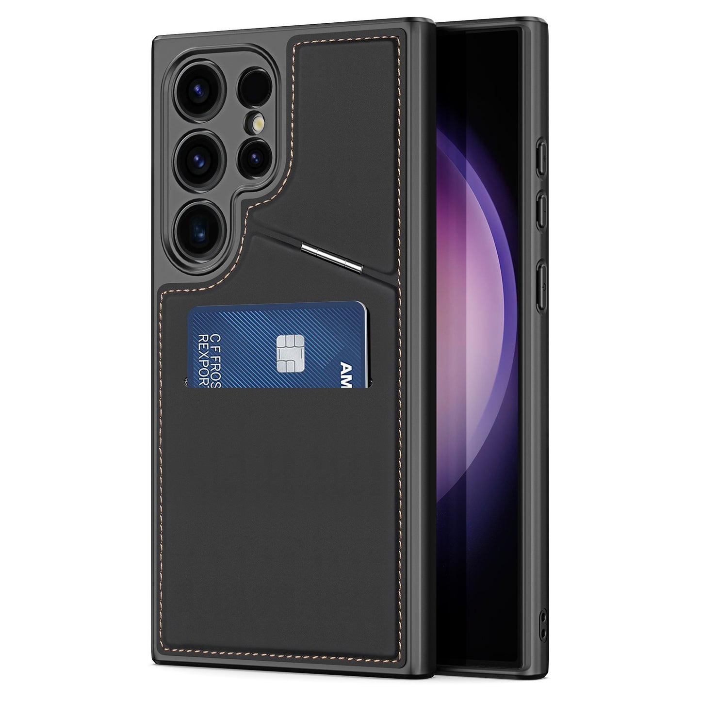 DUX DUCIS Rafi II Series for Samsung Galaxy S24 Ultra Magnetic Phone Case with Card Slots Kickstand - Black