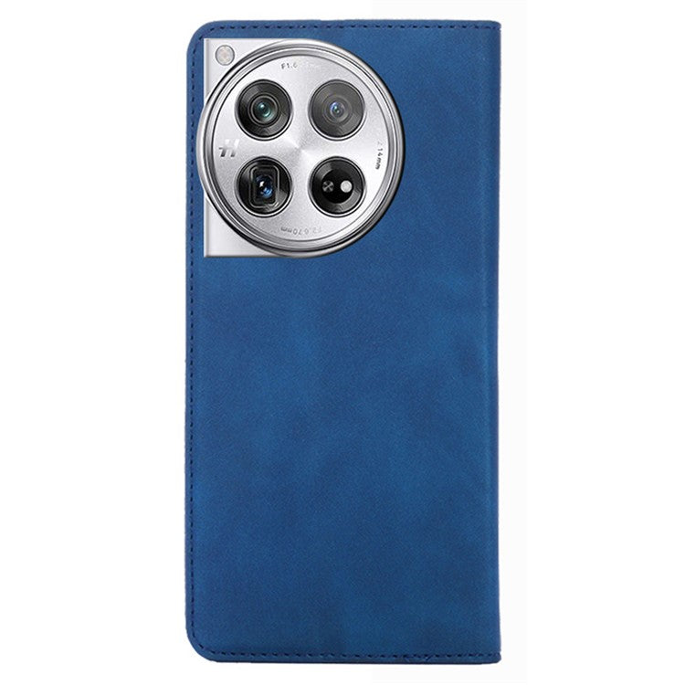 PU Leather Shell for OnePlus 12 5G Phone Case Stand Card Slots Cell Phone Cover - Blue