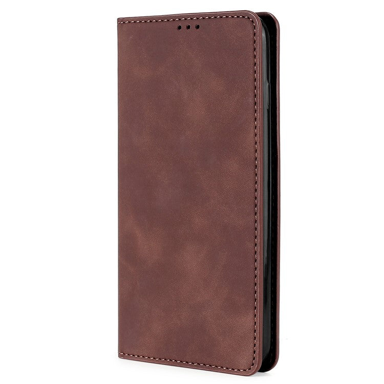 PU Leather Shell for OnePlus 12 5G Phone Case Stand Card Slots Cell Phone Cover - Dark Brown