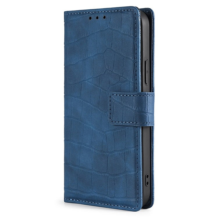 For OnePlus 12 5G Flip Phone Case PU Leather Crocodile Texture Stand Phone Shell Wallet - Blue