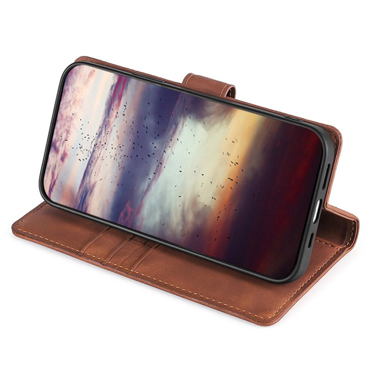 For Samsung Galaxy A25 5G (Global) (161.0 x 76.5 x 8.3mm) Leather Phone Case Wallet Phone Cover - Brown