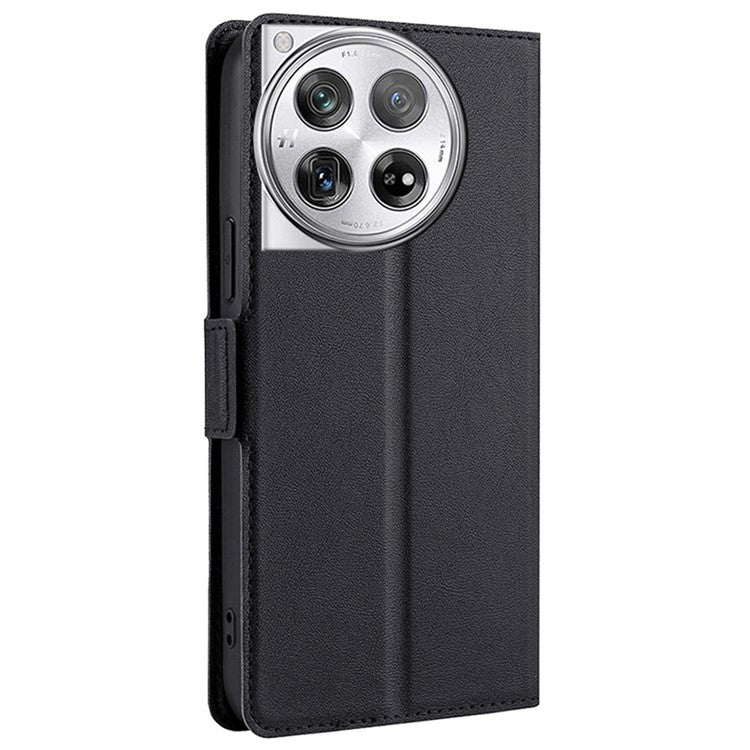 PU Leather Phone Case for OnePlus 12 5G Card Slots Cell Phone Cover Drop Protection Shell - Black