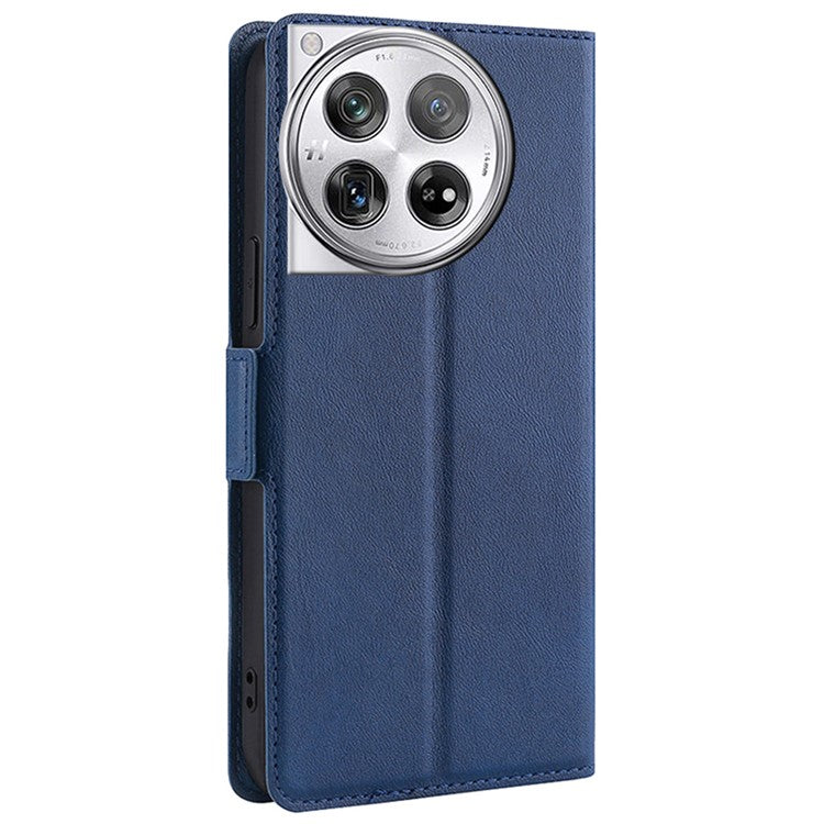 PU Leather Phone Case for OnePlus 12 5G Card Slots Cell Phone Cover Drop Protection Shell - Blue