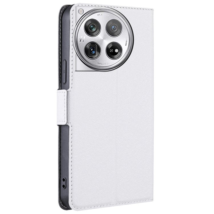 PU Leather Phone Case for OnePlus 12 5G Card Slots Cell Phone Cover Drop Protection Shell - White