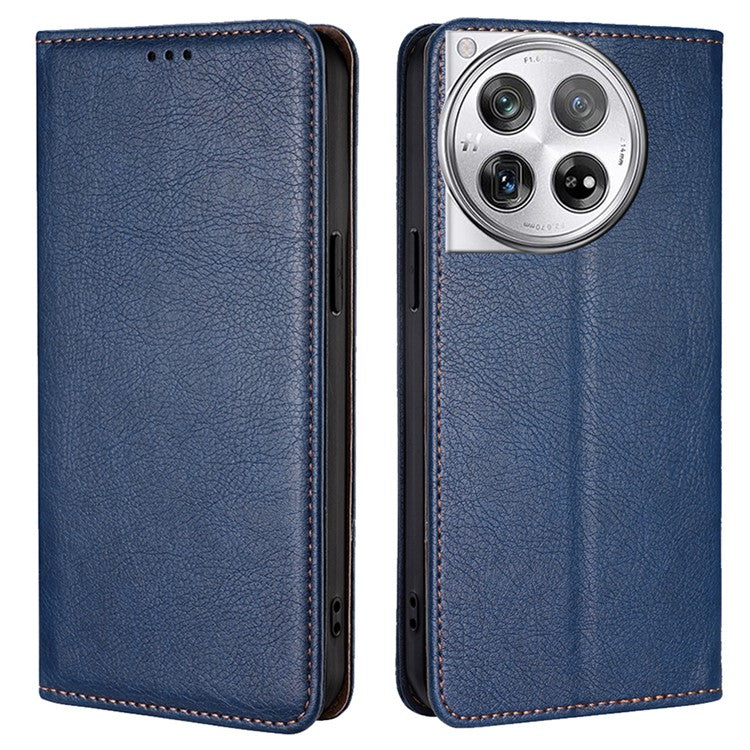 For OnePlus 12 5G Case Magnetic Anti-scratch PU Leather Wallet Card Slots Phone Cover - Blue