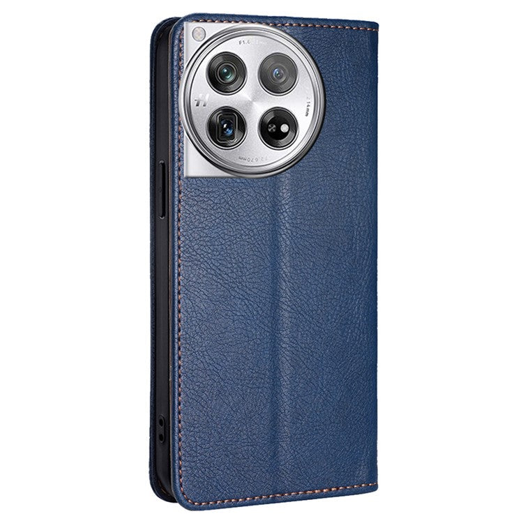 For OnePlus 12 5G Case Magnetic Anti-scratch PU Leather Wallet Card Slots Phone Cover - Blue
