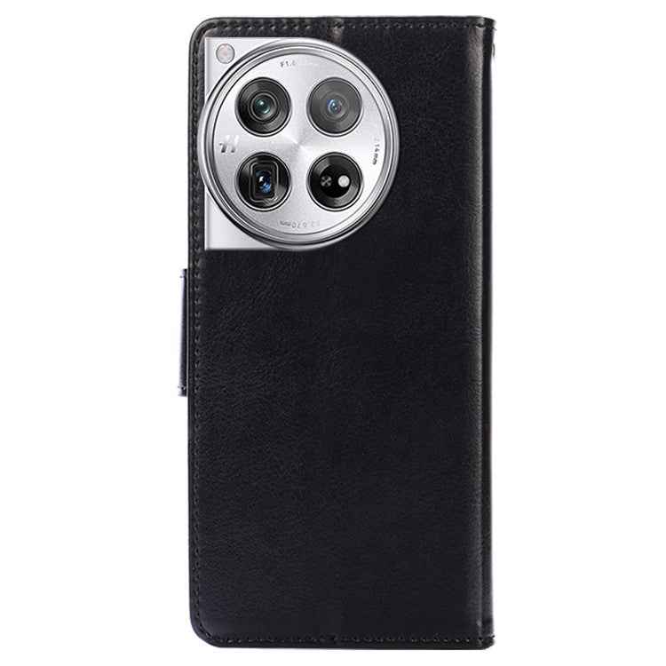 Phone Wallet Cover for OnePlus 12 5G Leather Case with Viewing Stand - Black