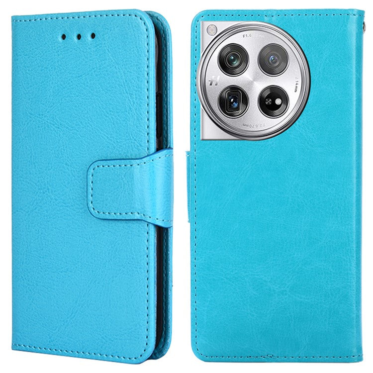 Phone Wallet Cover for OnePlus 12 5G Leather Case with Viewing Stand - Baby Blue