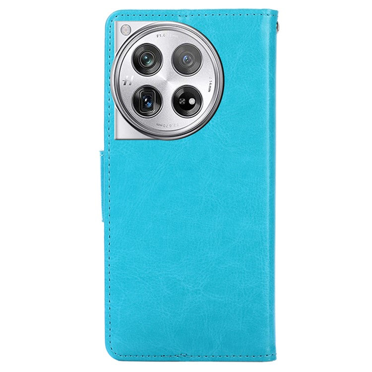 Phone Wallet Cover for OnePlus 12 5G Leather Case with Viewing Stand - Baby Blue