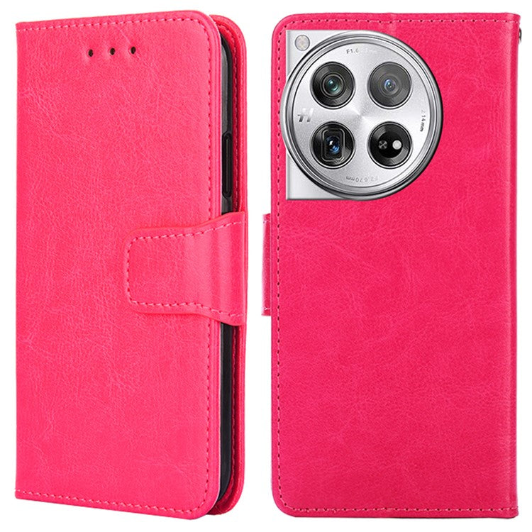 Phone Wallet Cover for OnePlus 12 5G Leather Case with Viewing Stand - Rose