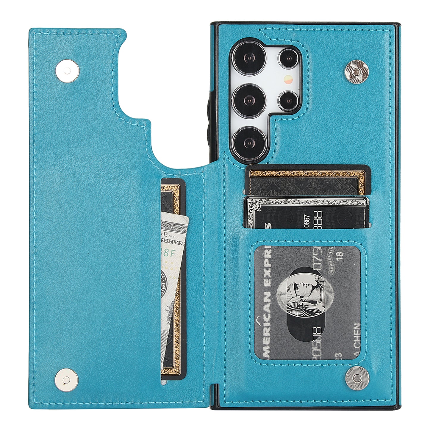 For Samsung Galaxy S24 Ultra PU Leather Case Imprinted Mandala Flower Kickstand Phone Cover - Dark Blue