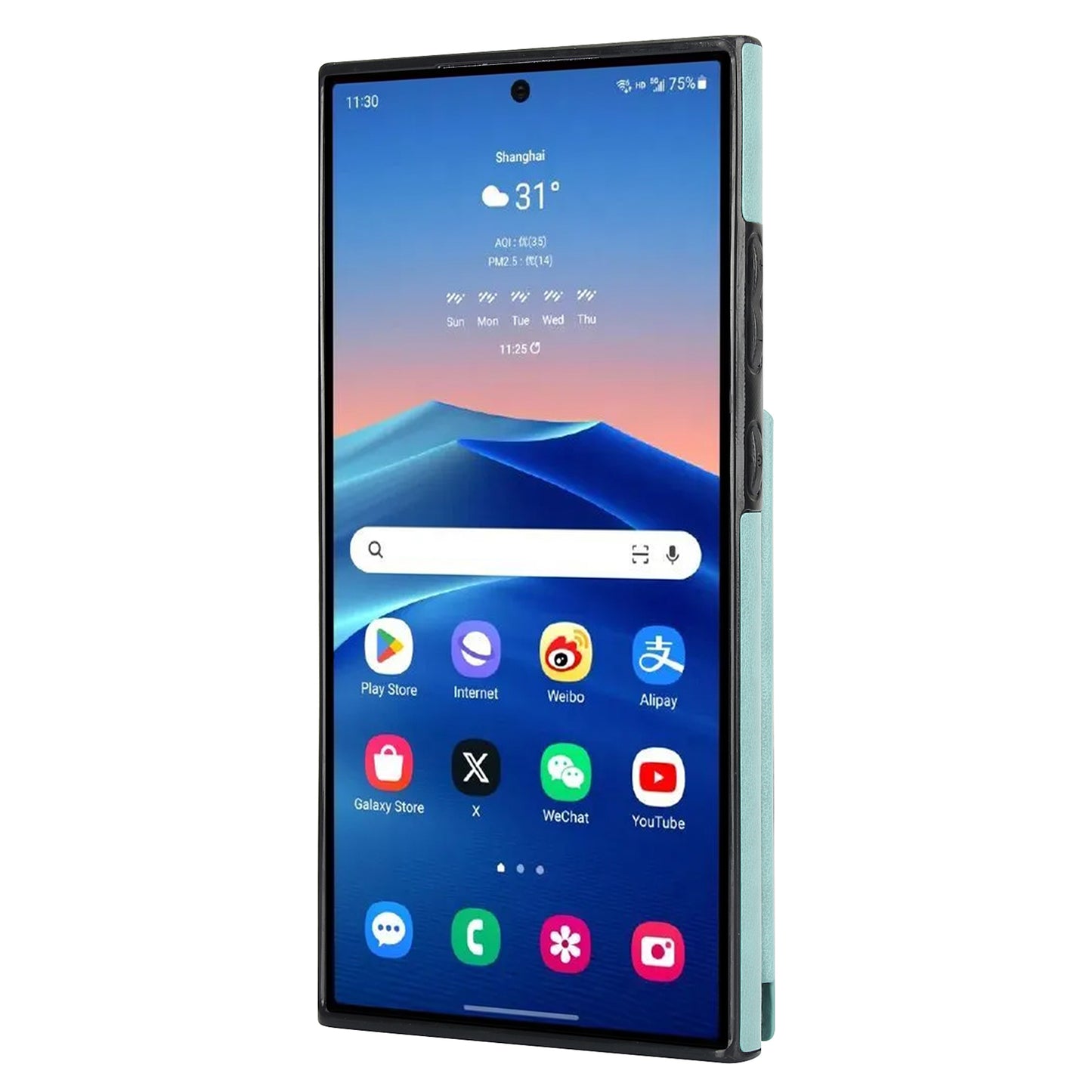 For Samsung Galaxy S24 Ultra PU Leather Case Imprinted Mandala Flower Kickstand Phone Cover - Green