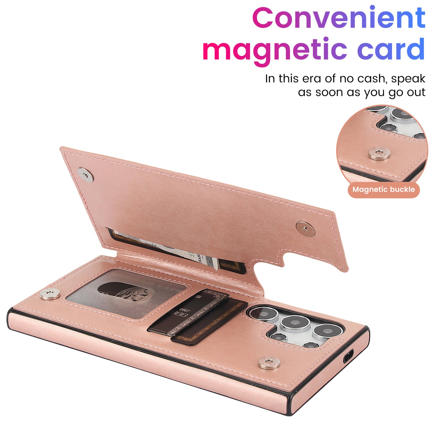 For Samsung Galaxy S24 Ultra PU Leather Case Imprinted Mandala Flower Kickstand Phone Cover - Rose Gold