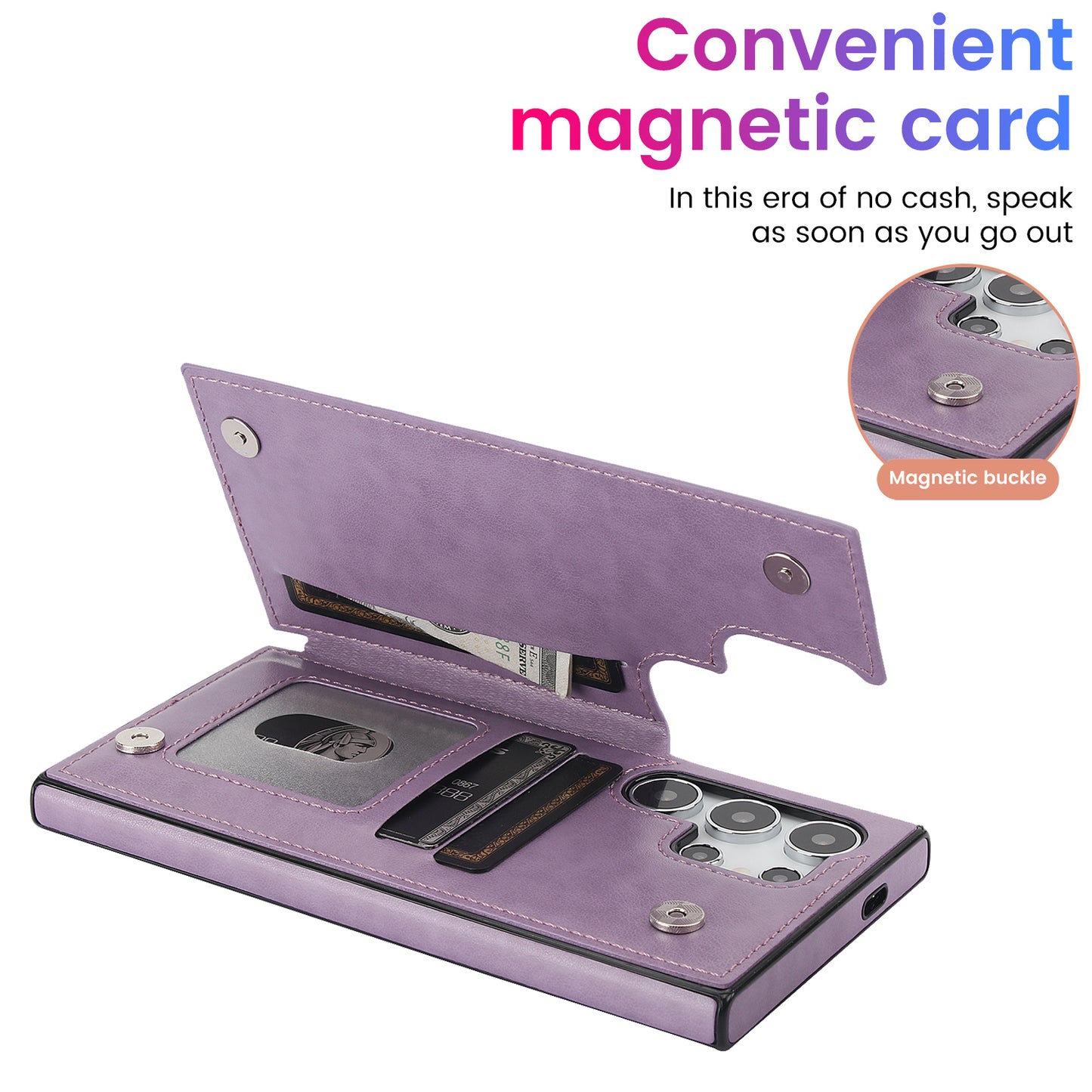 For Samsung Galaxy S24 Ultra PU Leather Case Imprinted Mandala Flower Kickstand Phone Cover - Purple