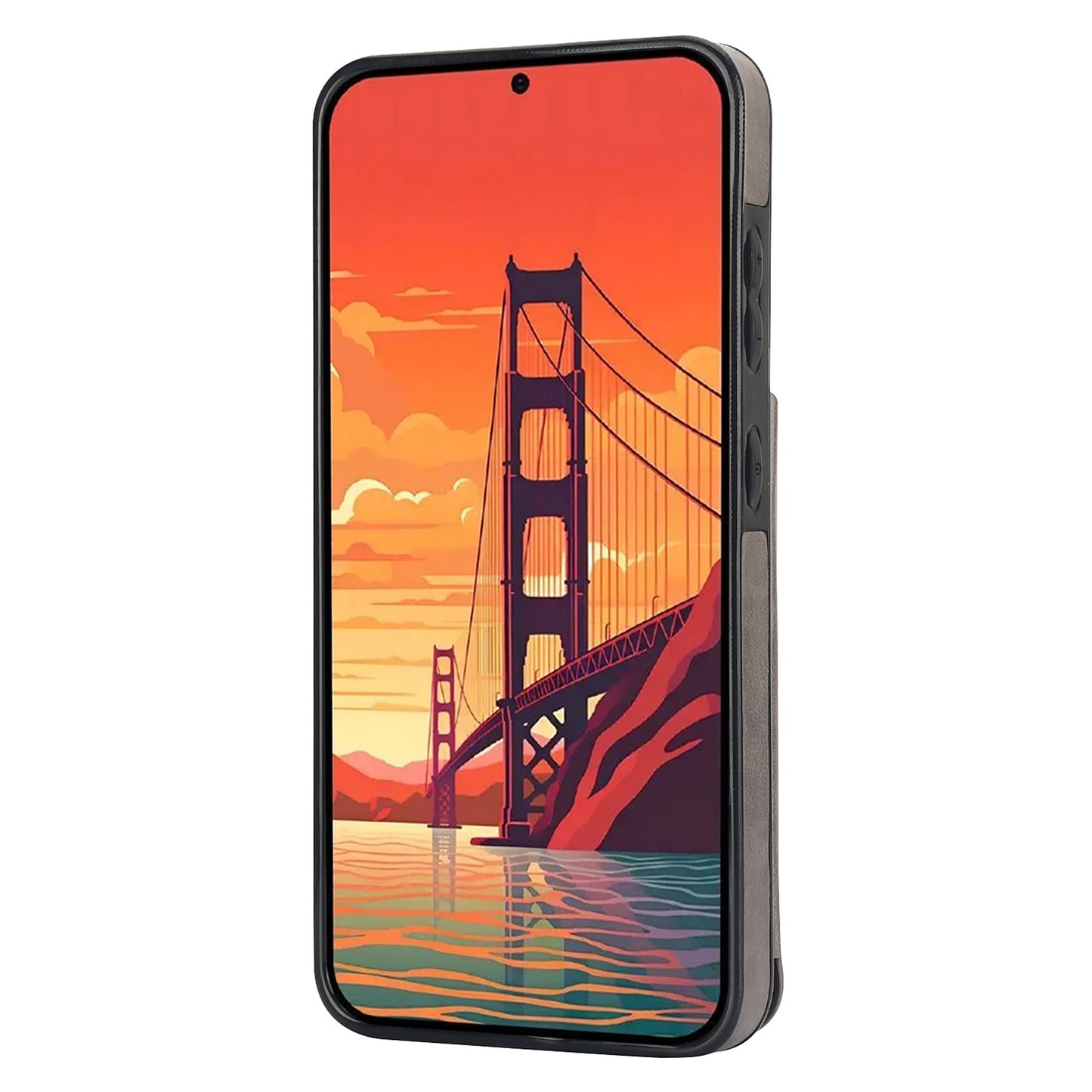 For Samsung Galaxy S24 Case Imprinted Mandala Flower PU Leather Kickstand Back Cover - Grey