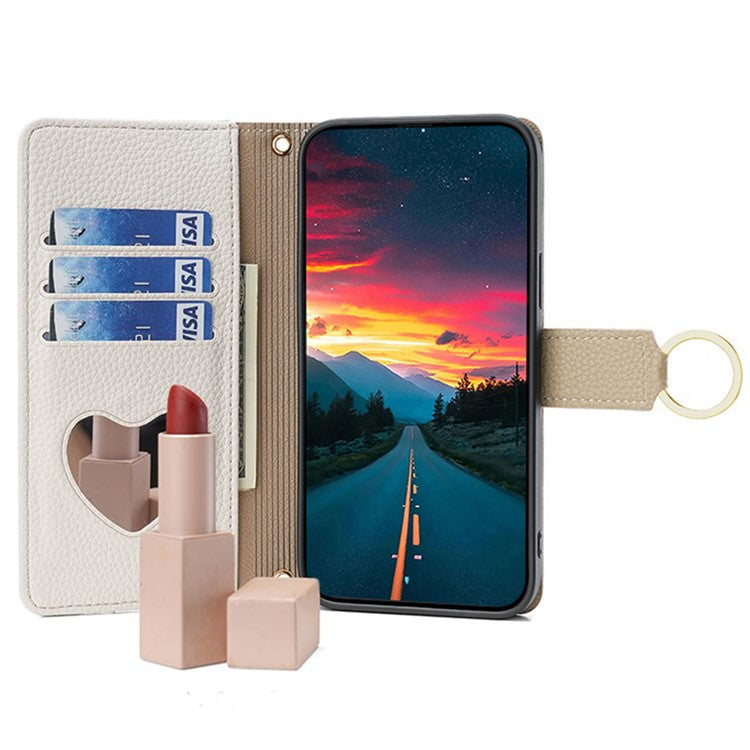 For Samsung Galaxy A15 4G / A15 5G Crossbody Case Leather Wallet Zipper Pocket Smart Phone Cover - White