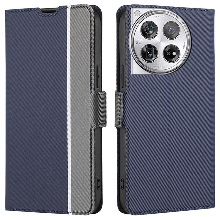 For OnePlus 12 5G Shockproof Phone Case PU Leather Flip Shell Stand Phone Cover - Blue