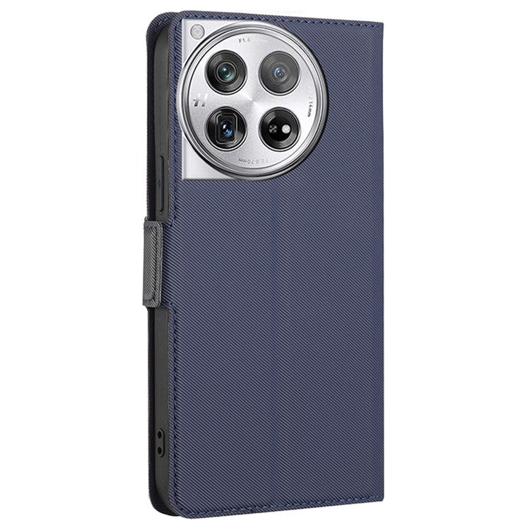 For OnePlus 12 5G Shockproof Phone Case PU Leather Flip Shell Stand Phone Cover - Blue