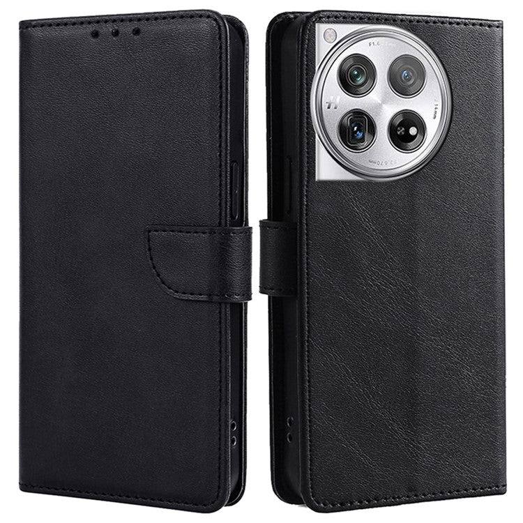 For OnePlus 12 5G Wallet Case Leather Phone Cover Magnetic Closing - Black