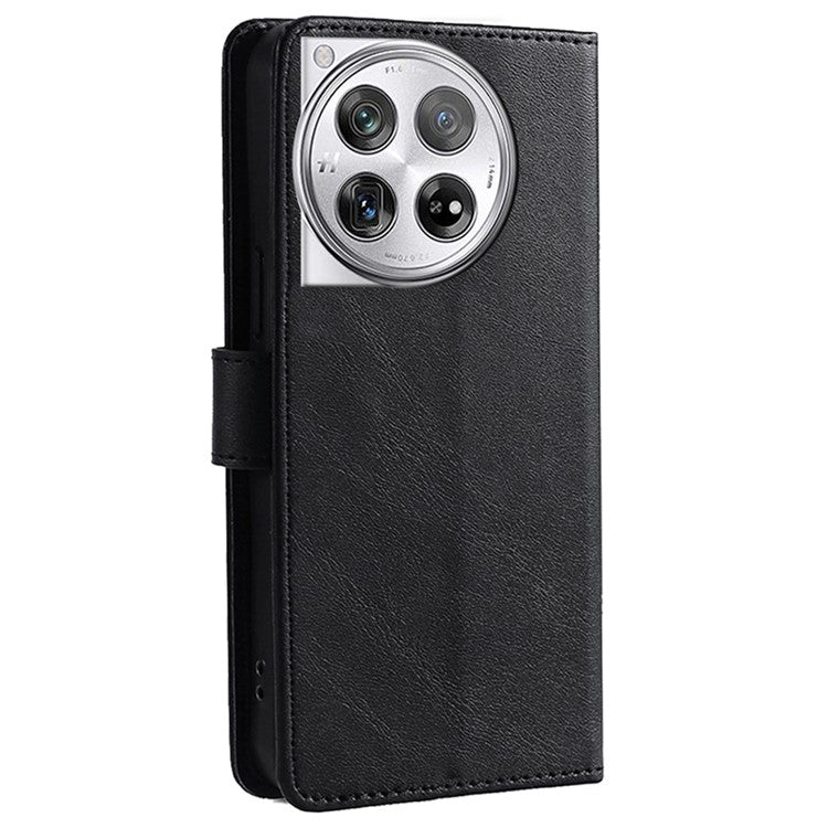 For OnePlus 12 5G Wallet Case Leather Phone Cover Magnetic Closing - Black