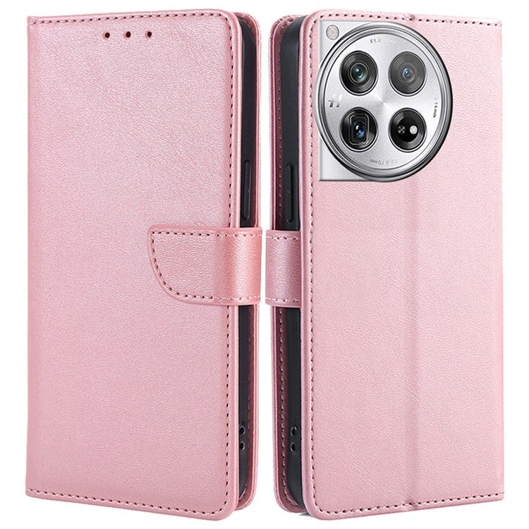 For OnePlus 12 5G Wallet Case Leather Phone Cover Magnetic Closing - Rose Gold