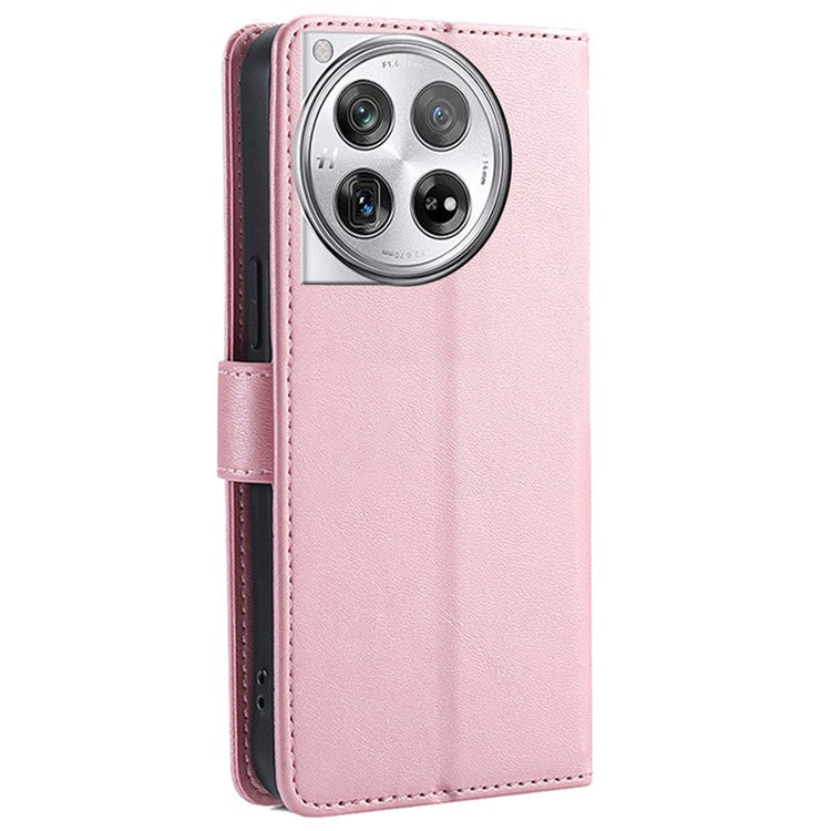 For OnePlus 12 5G Wallet Case Leather Phone Cover Magnetic Closing - Rose Gold