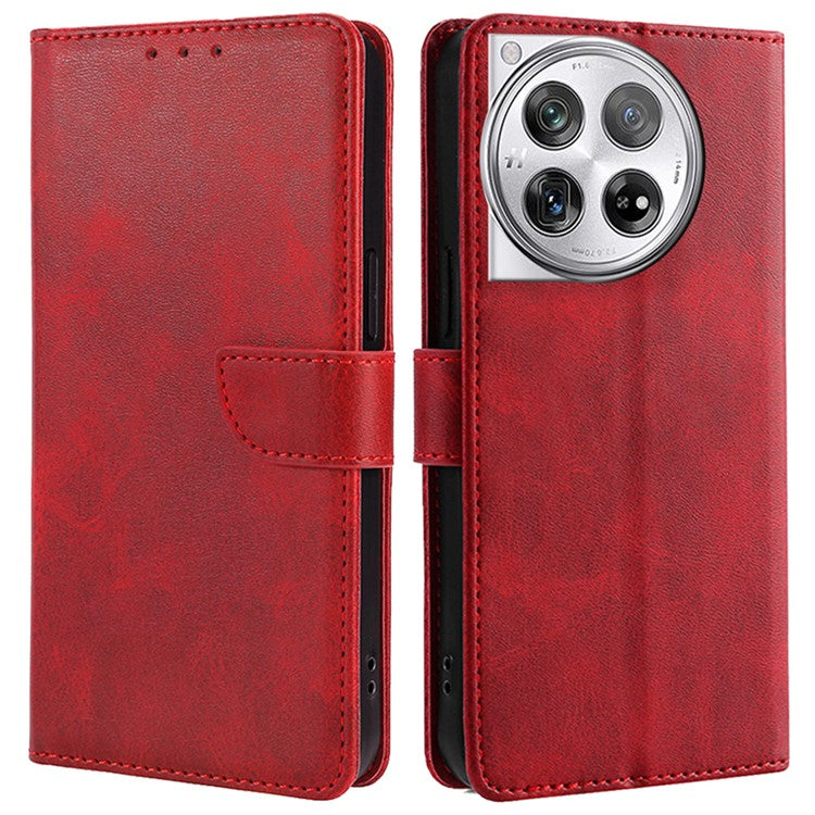 For OnePlus 12 5G Wallet Case Leather Phone Cover Magnetic Closing - Red