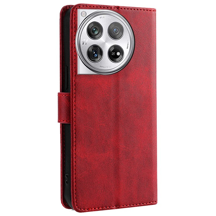 For OnePlus 12 5G Wallet Case Leather Phone Cover Magnetic Closing - Red