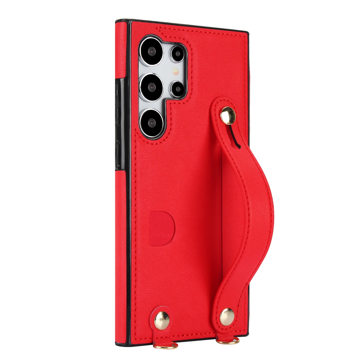 For Samsung Galaxy S24 Ultra Cell Phone Case Crossbody PU Leather+TPU Strap Kickstand Cover - Red