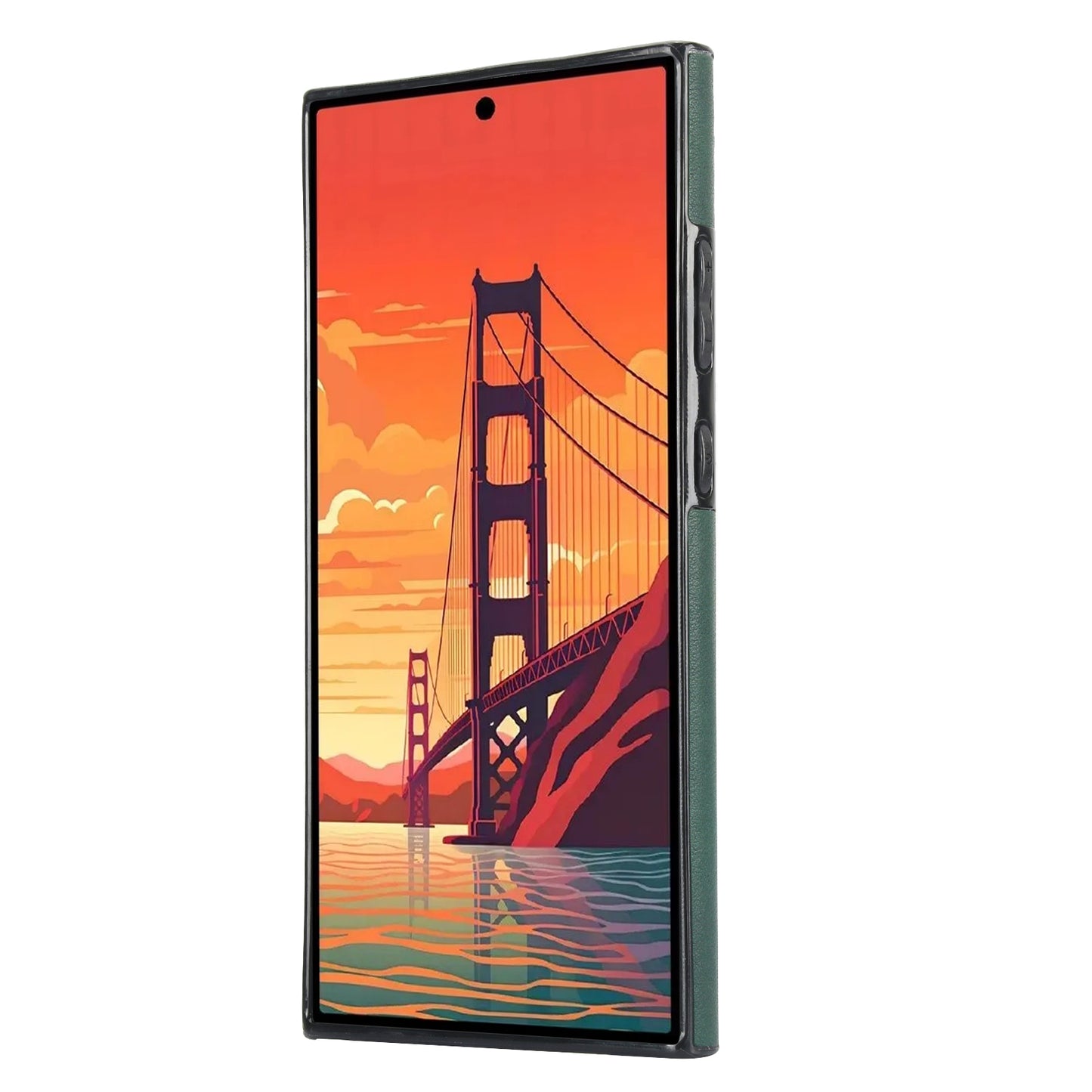 For Samsung Galaxy S24 Ultra Cell Phone Case Crossbody PU Leather+TPU Strap Kickstand Cover - Green