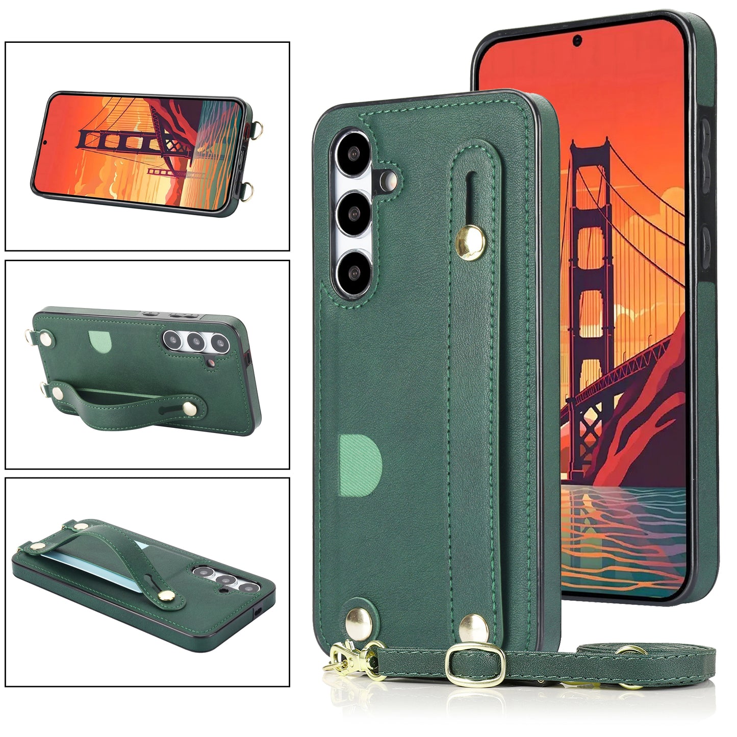For Samsung Galaxy S24 Case Card Slot PU Leather+TPU Scratch-resistant Phone Shell - Green