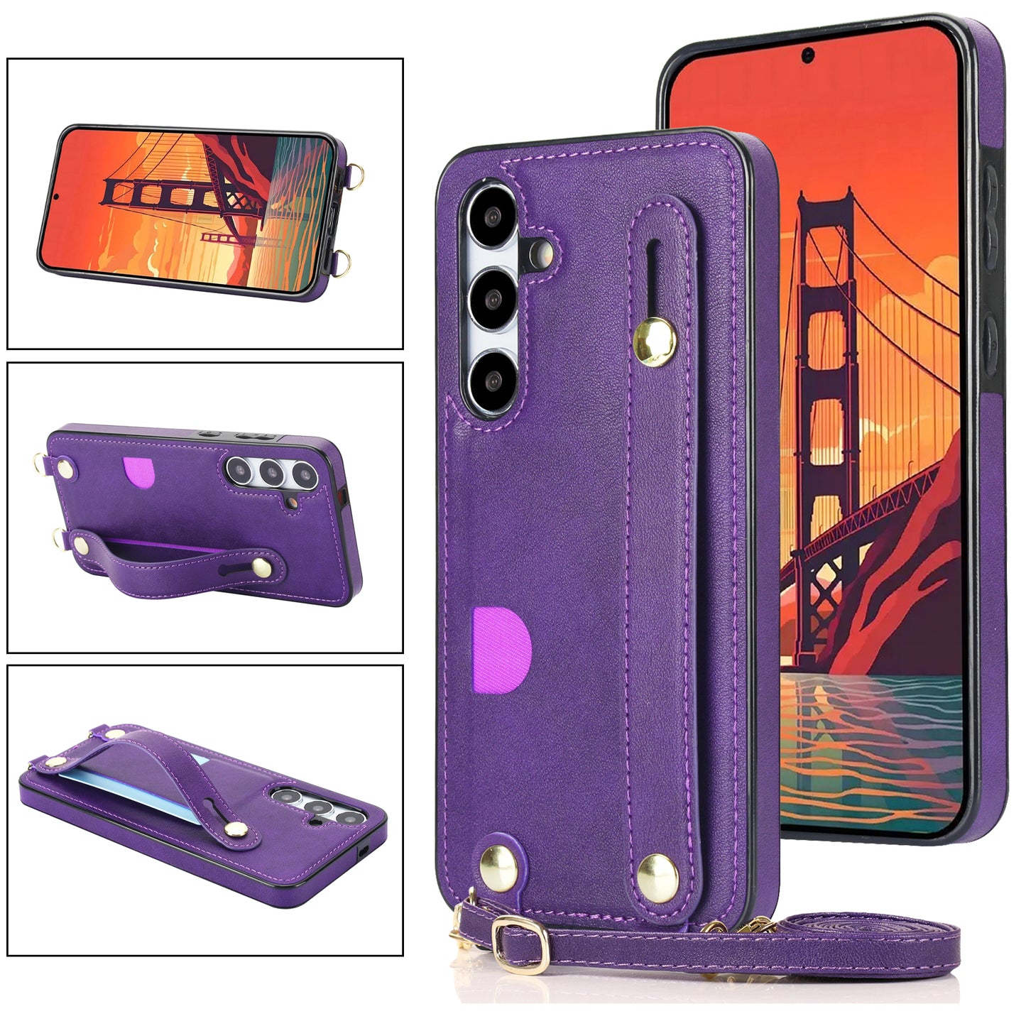 For Samsung Galaxy S24 Case Card Slot PU Leather+TPU Scratch-resistant Phone Shell - Purple