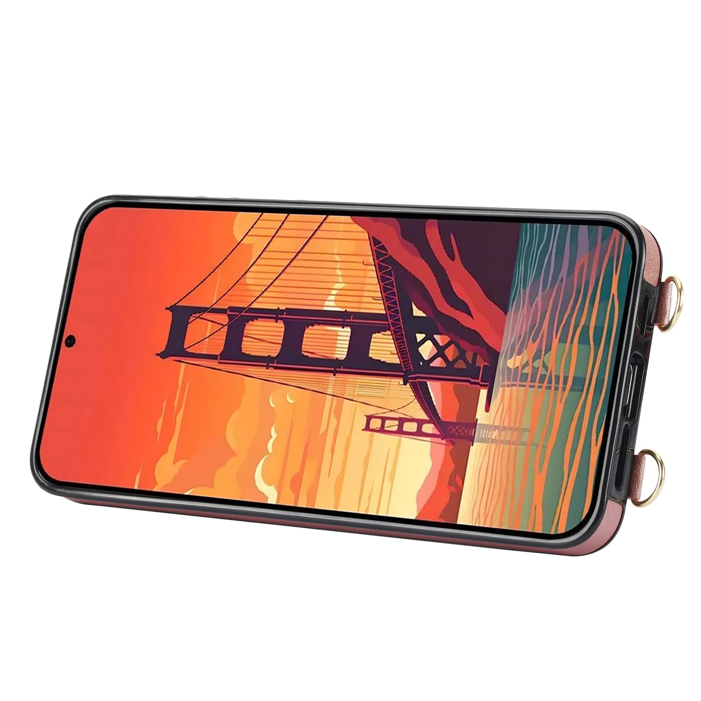 For Samsung Galaxy S24 Case Card Slot PU Leather+TPU Scratch-resistant Phone Shell - Rose Gold