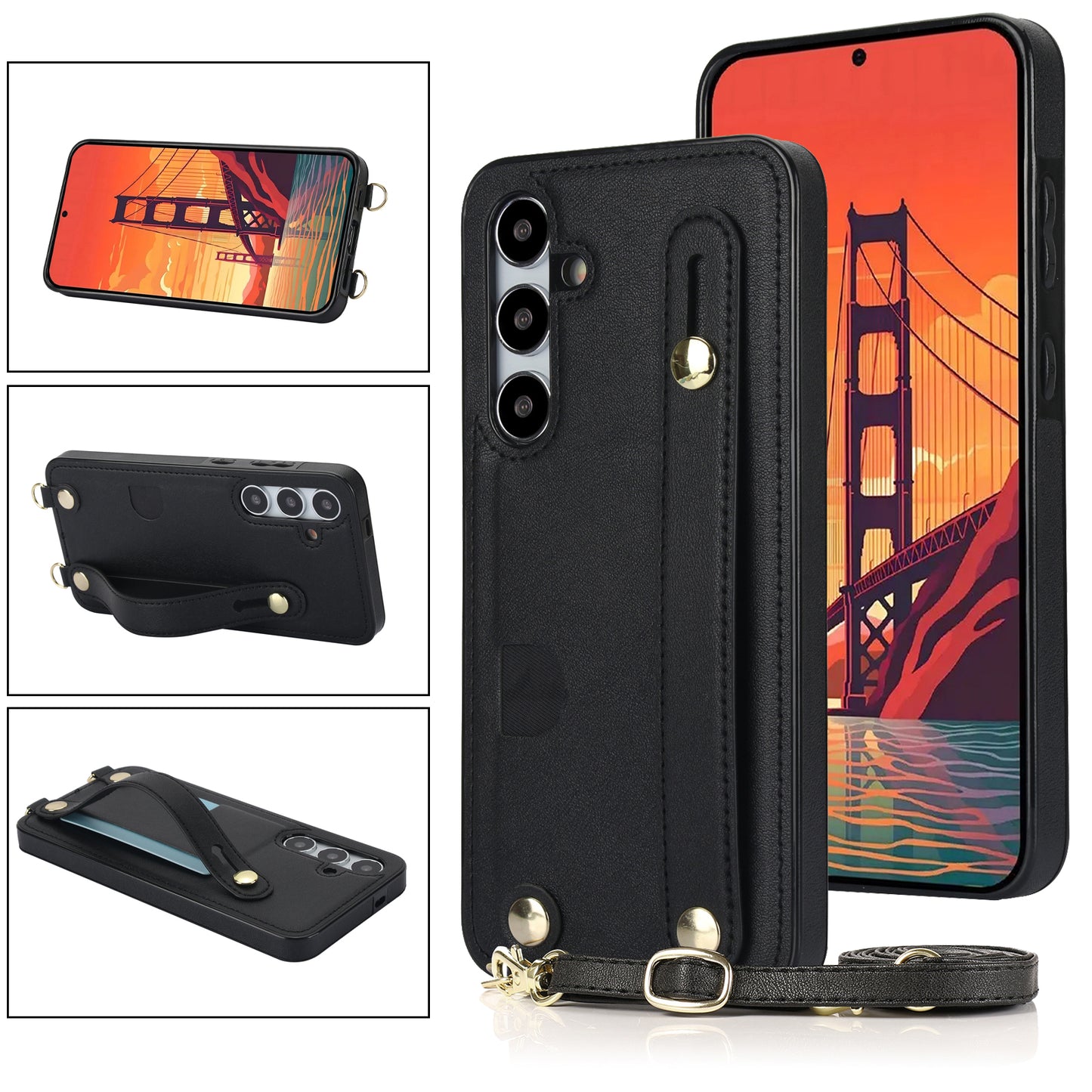 For Samsung Galaxy S24 Case Card Slot PU Leather+TPU Scratch-resistant Phone Shell - Black