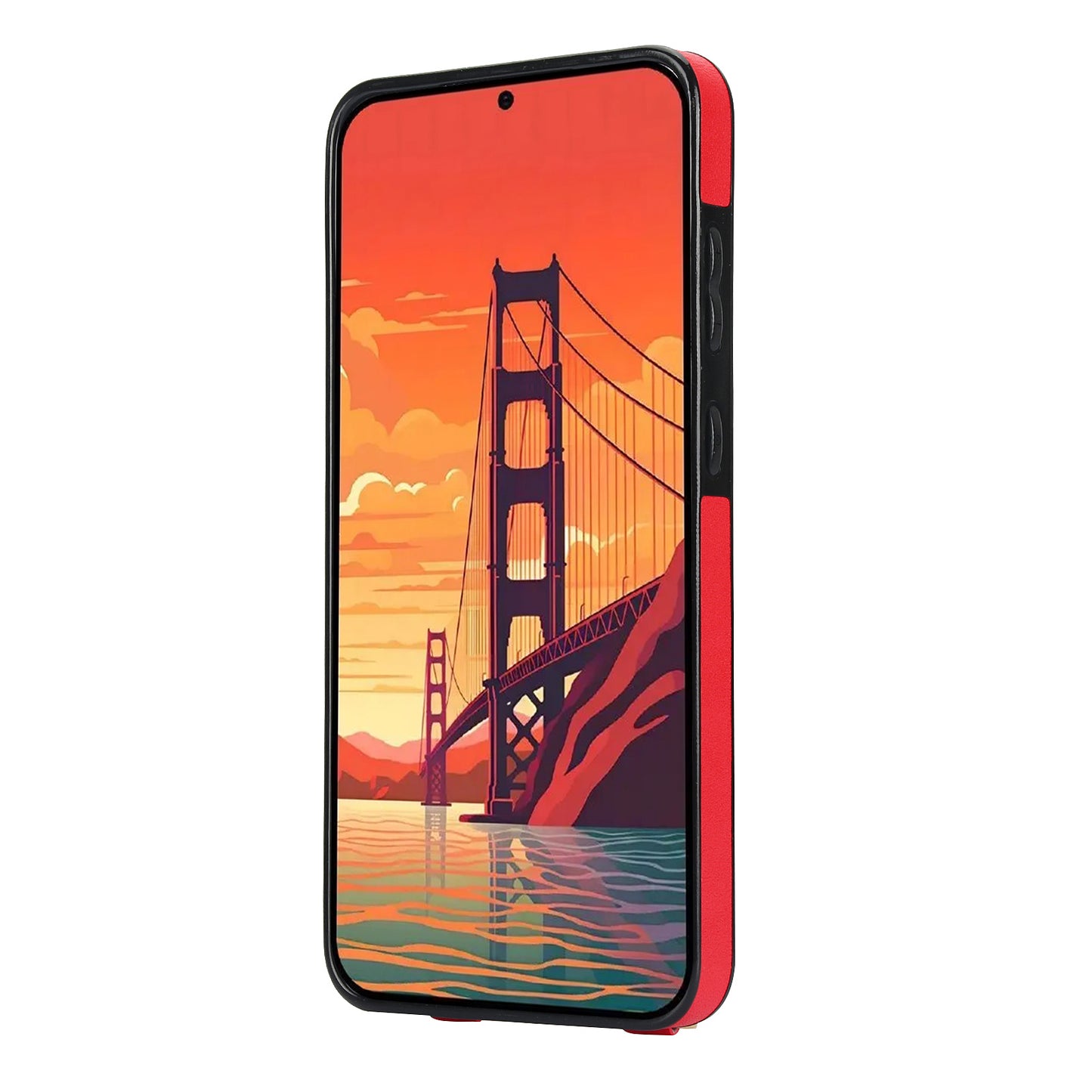 For Samsung Galaxy S24+ Cell Phone Case Strap Kickstand Card Slot PU Leather+TPU Protective Shell - Red