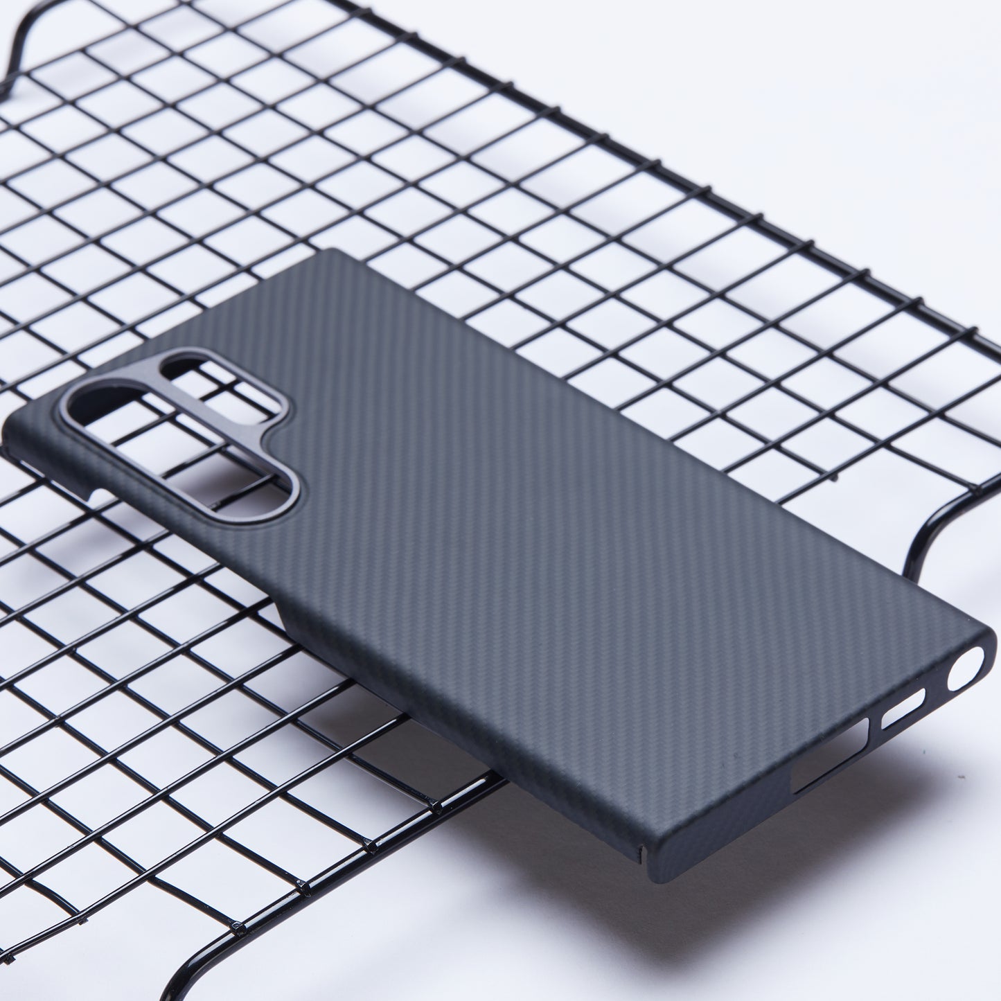 For Samsung Galaxy S24 Ultra Slim Case 600D Fine Texture Aramid Fiber Black Phone Cover with Metal Lens Frame