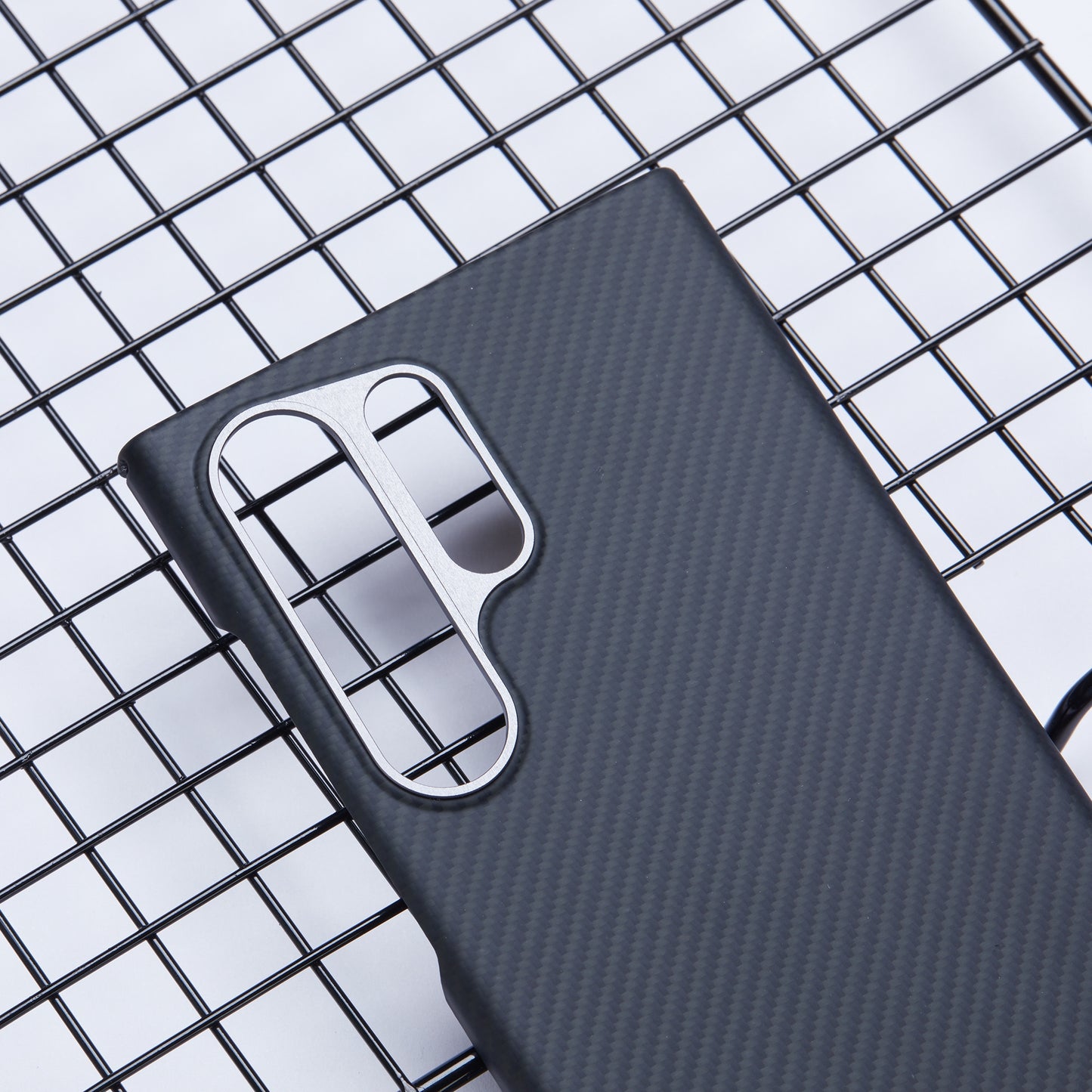 For Samsung Galaxy S24 Ultra Slim Case 600D Fine Texture Aramid Fiber Black Phone Cover with Metal Lens Frame