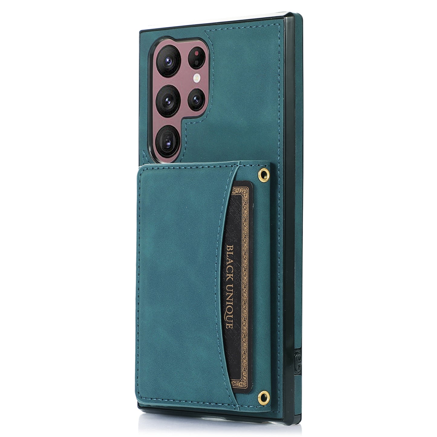 For Samsung Galaxy S24 Ultra Cell Phone Case Tri-fold Wallet Kickstand PU Leather Coated TPU Cover - Blue