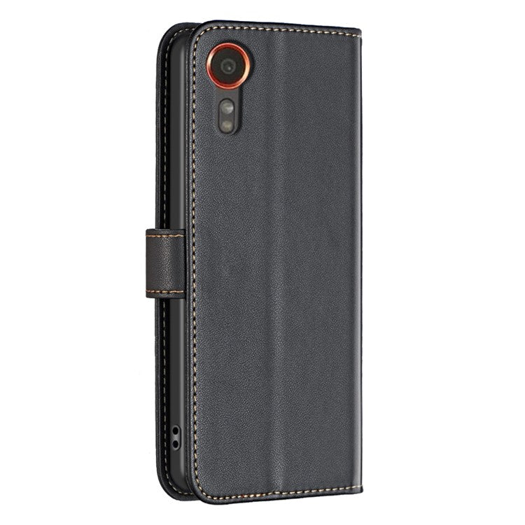 BINFEN COLOR BF17 For Samsung Galaxy Xcover7 Flip Leather Case Wallet Phone Cover - Black