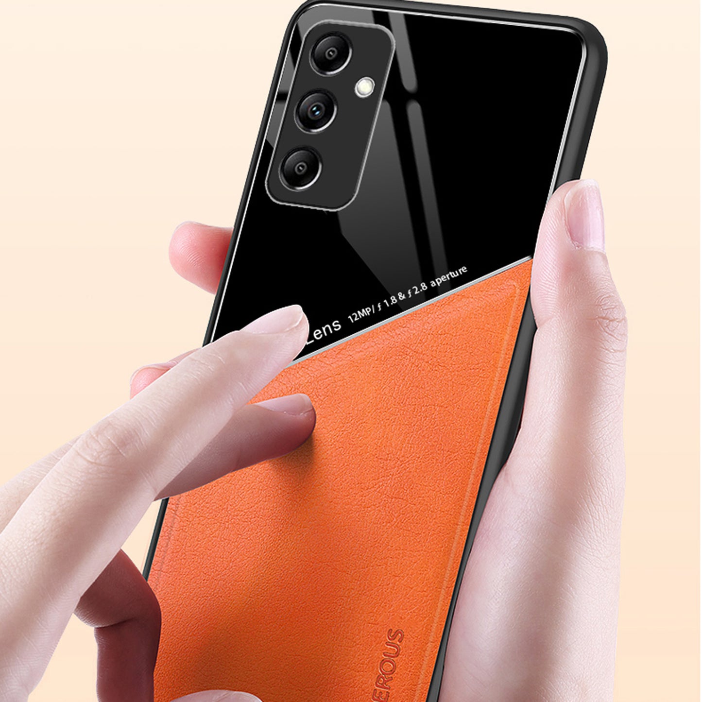 For Samsung Galaxy S24 Scratch Resistant Case Magnetic Car Mount PU+TPU+PC Cover - Orange