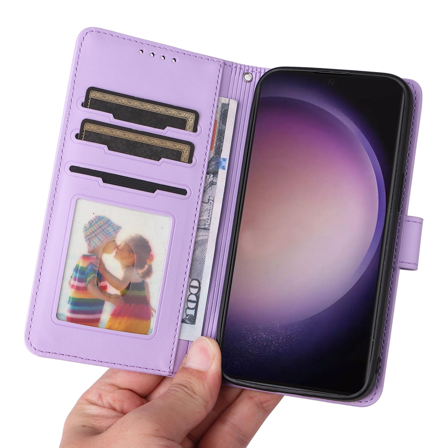 BETOPNICE 005 For Samsung Galaxy S24 Ultra Leather Case Magnetic Detachable Phone Cover - Purple