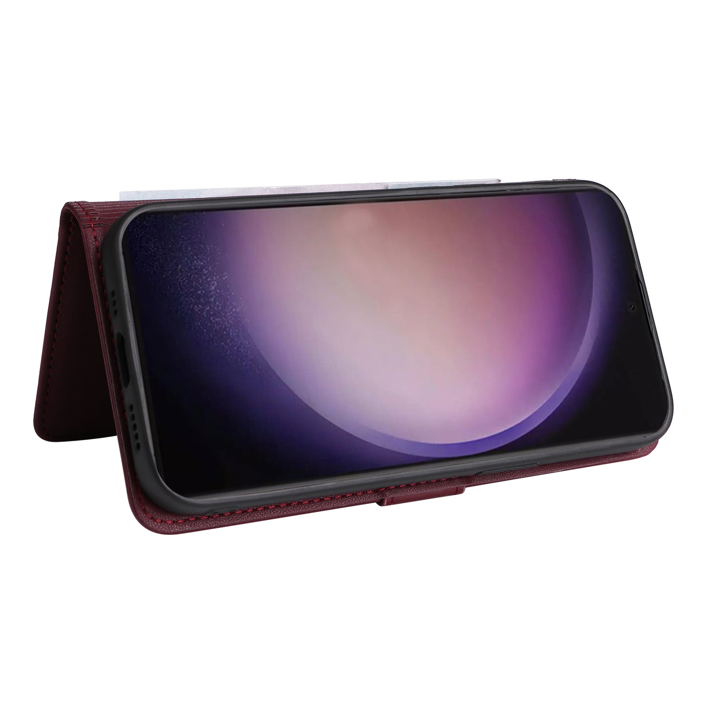 BETOPNICE 005 For Samsung Galaxy S24 Ultra Leather Case Magnetic Detachable Phone Cover - Wine Red