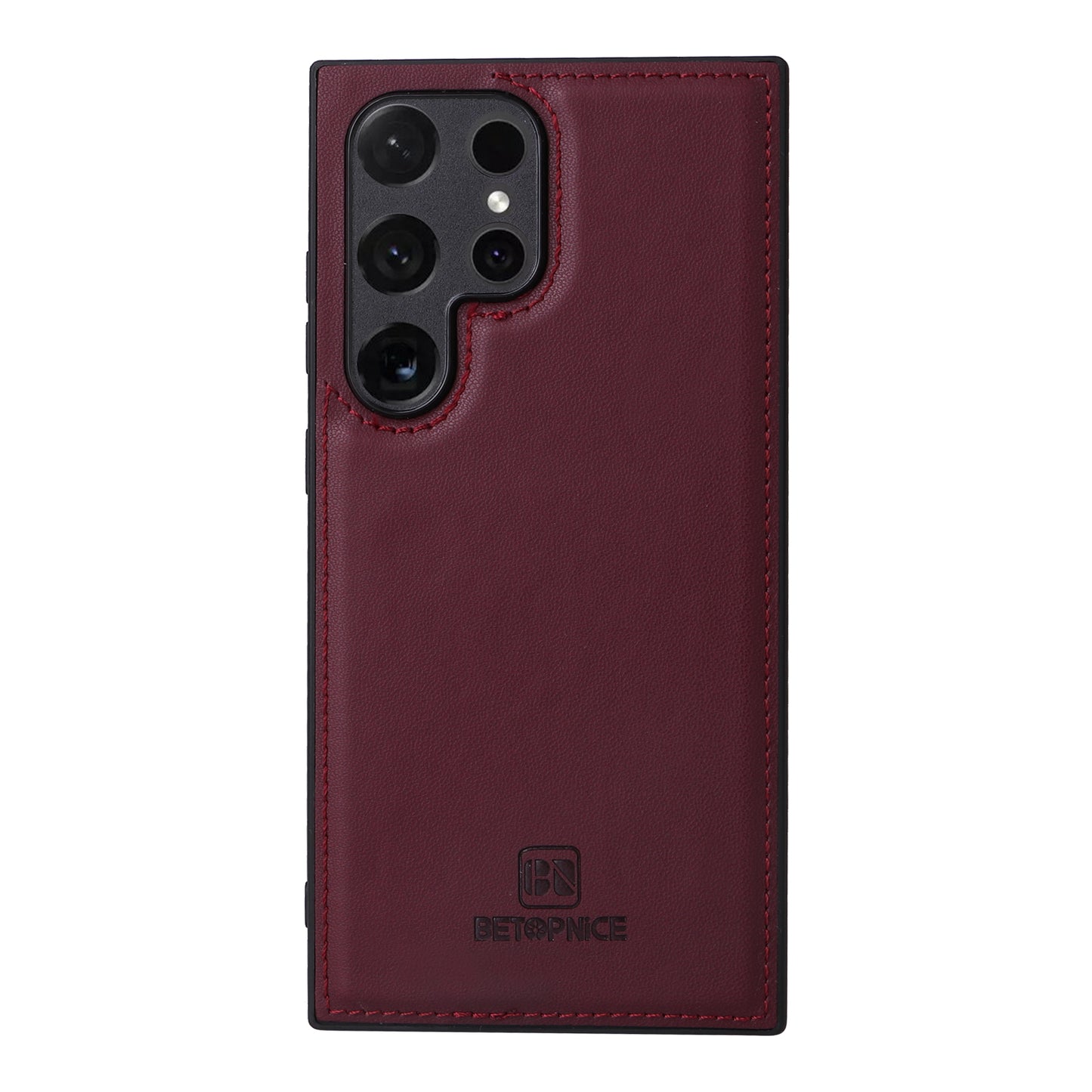 BETOPNICE 005 For Samsung Galaxy S24 Ultra Leather Case Magnetic Detachable Phone Cover - Wine Red
