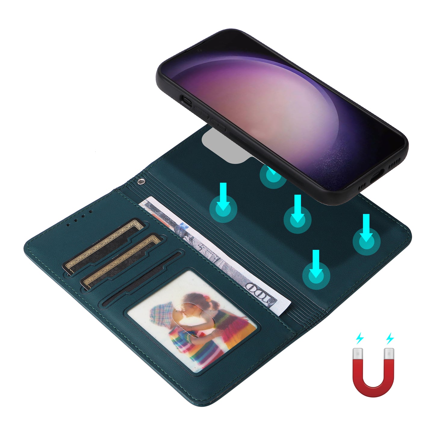 BETOPNICE 005 For Samsung Galaxy S24 Ultra Leather Case Magnetic Detachable Phone Cover - Blue