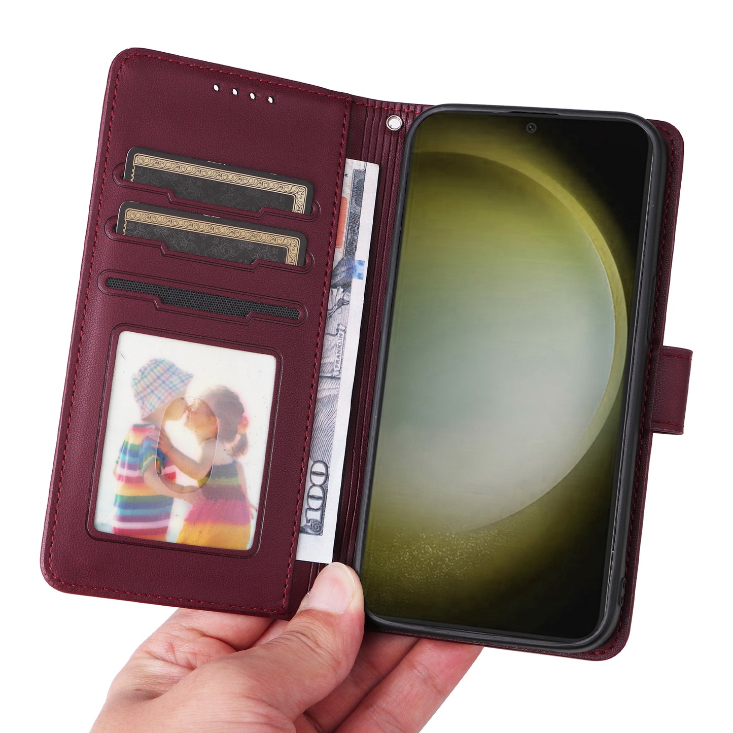 BETOPNICE 005 For Samsung Galaxy S24+ Leather Case Phone Wallet Detachable 2-in-1 - Wine Red